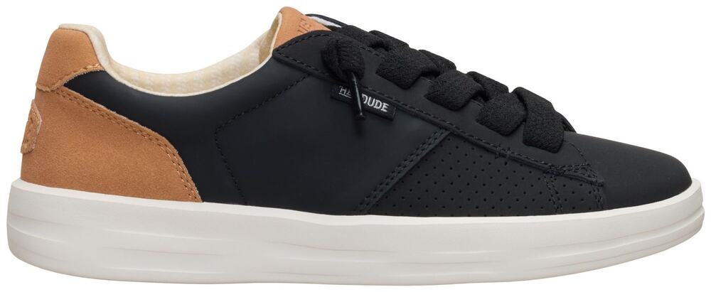 HEYDUDE Women's Karina Duo Classic Black Tan Comfort Sneakers Size 7